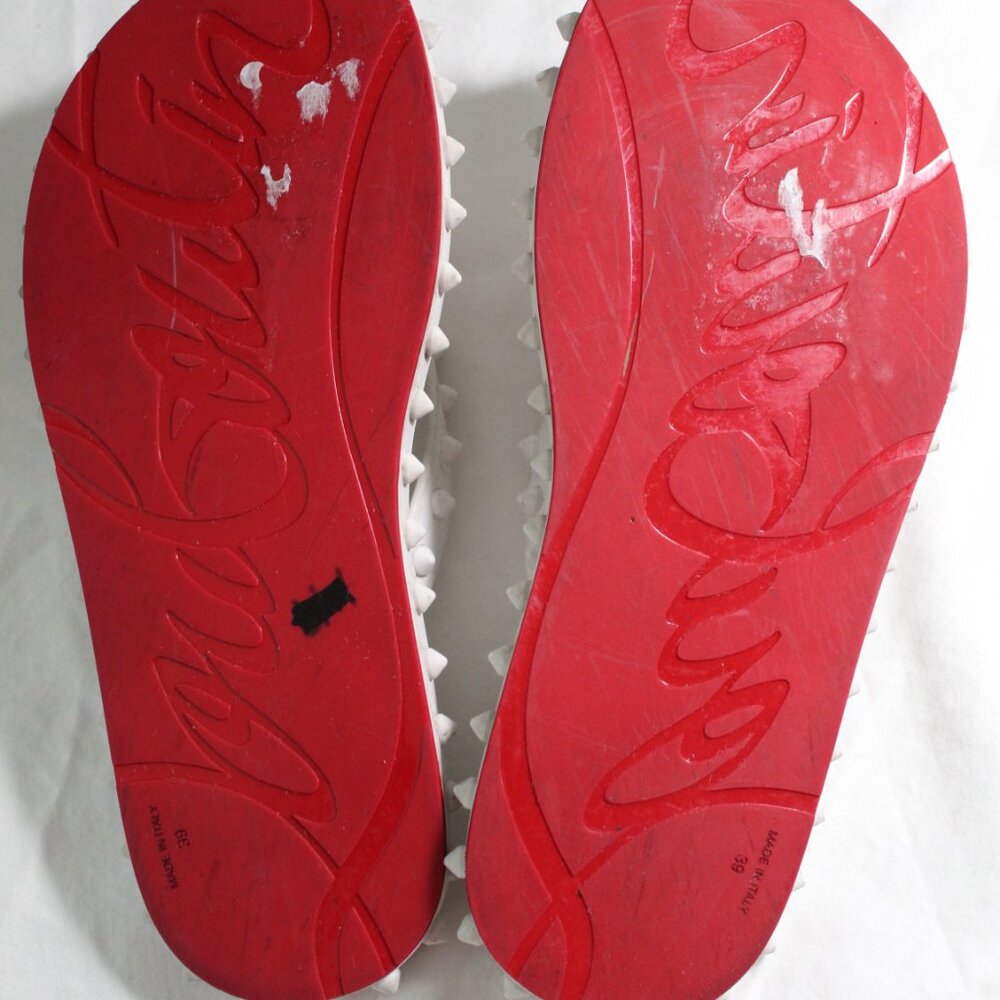 Christian Louboutin Super Loubi Flip Flops Spiked Sandals Slip Ons Pool Slide 39 - Picture 5 of 6